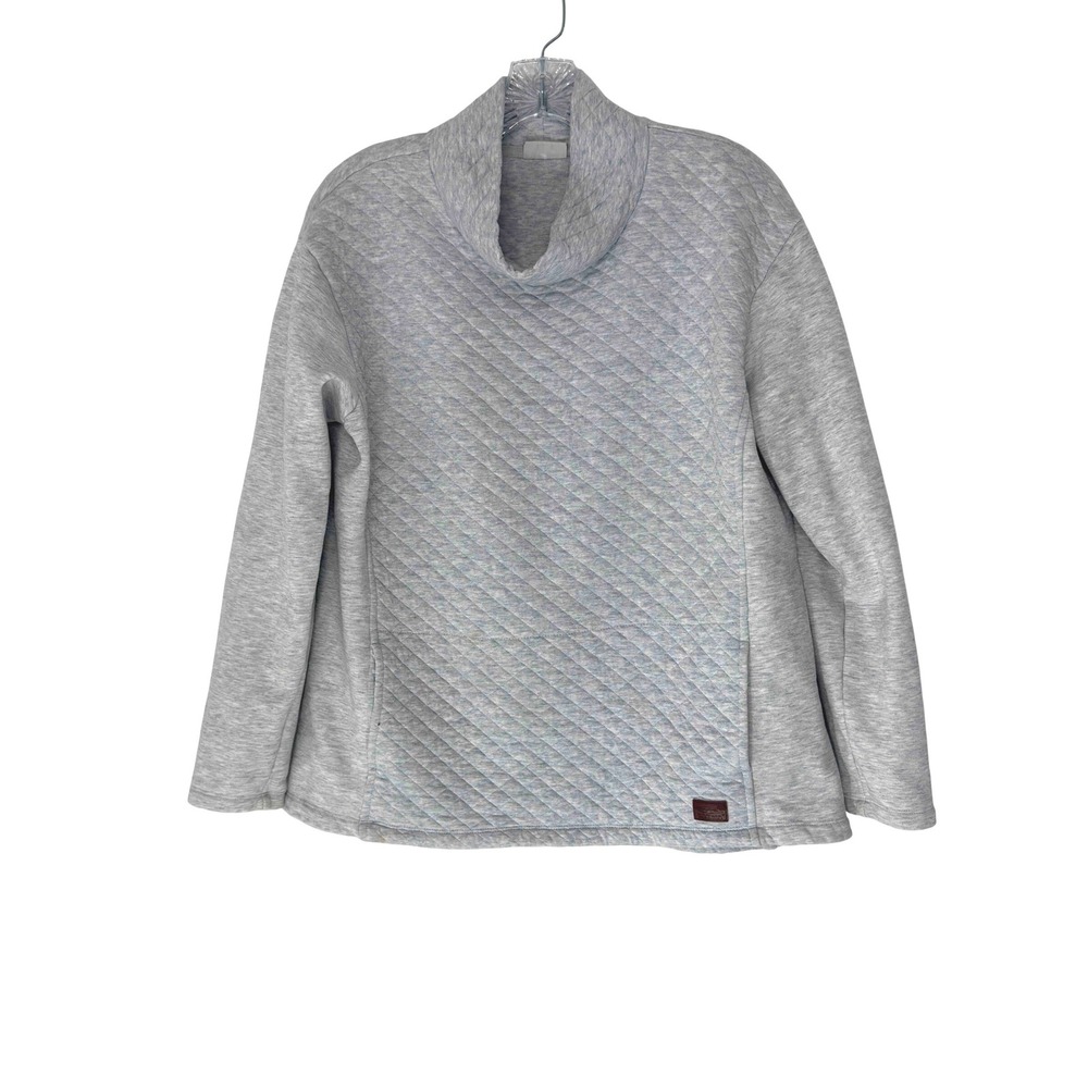 L.L. Beans Women's Quilted Sweatshirt Pullover Funnelneck Gray Basic Medium‎